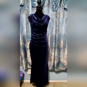 Grace Karin Deep Blue Velvet Maxi Dress